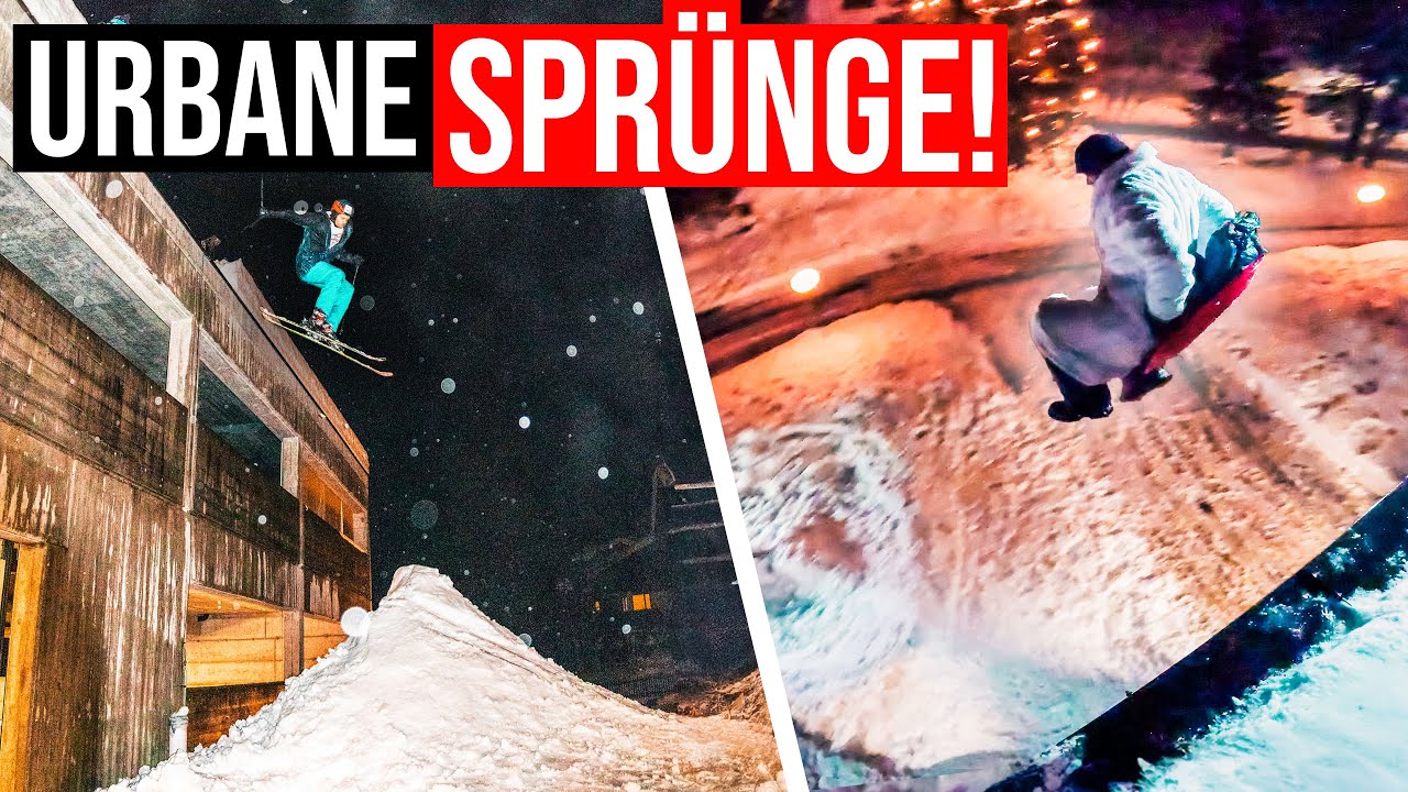 SKI & SCHLITTEN STUNTS in der STADT! | Backflip am ERSTEN SKI-TAG & 4M Sprünge in Arosa🇨🇭