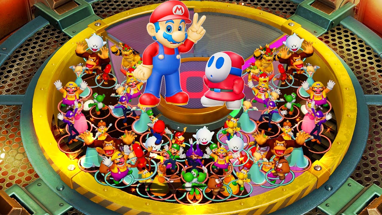 Super Mario Party - Lucky Team Color Battles - Mario Red Team vs Luigi Green Team