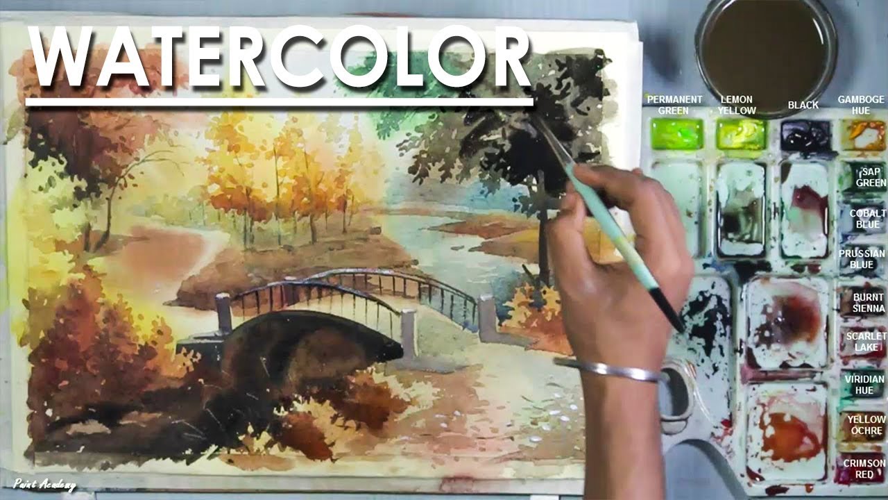 Painting An Autumn Scene in Watercolor | step by step