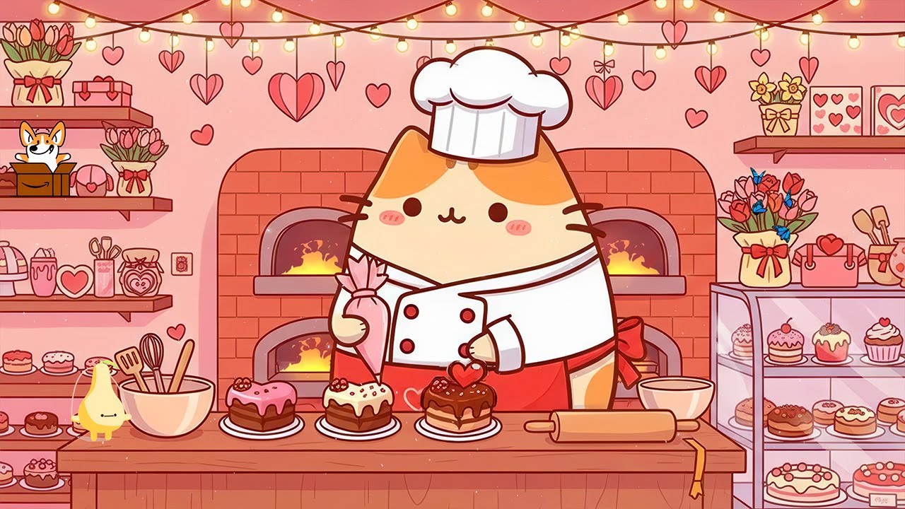 Mochi's Cozy Valenitne Baking 🍰 Valentine Lofi Beats for Relax 🎀 Chill Lofi for Baking Days