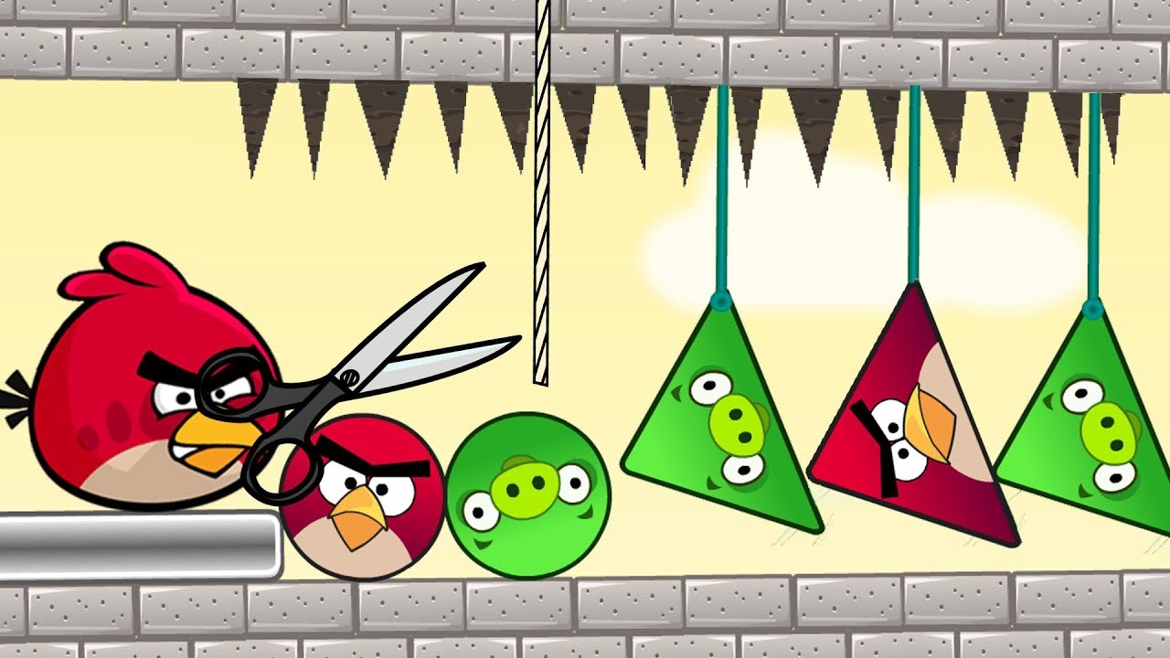 Angry Birds Piggies Out - RESCUE ROUND AND TRIANGLE BIRDS FROM PIG BY CUTTING ROPE!
