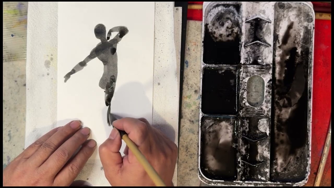水墨动态人物速写 Dynamic figure sketch by ink  
