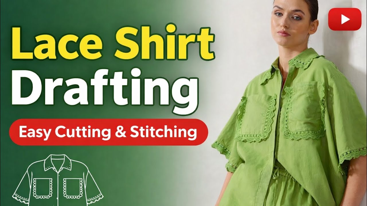 Lace Detail Short Shirt Pattern Drafting | Easy Cutting & Stitching Tutorial