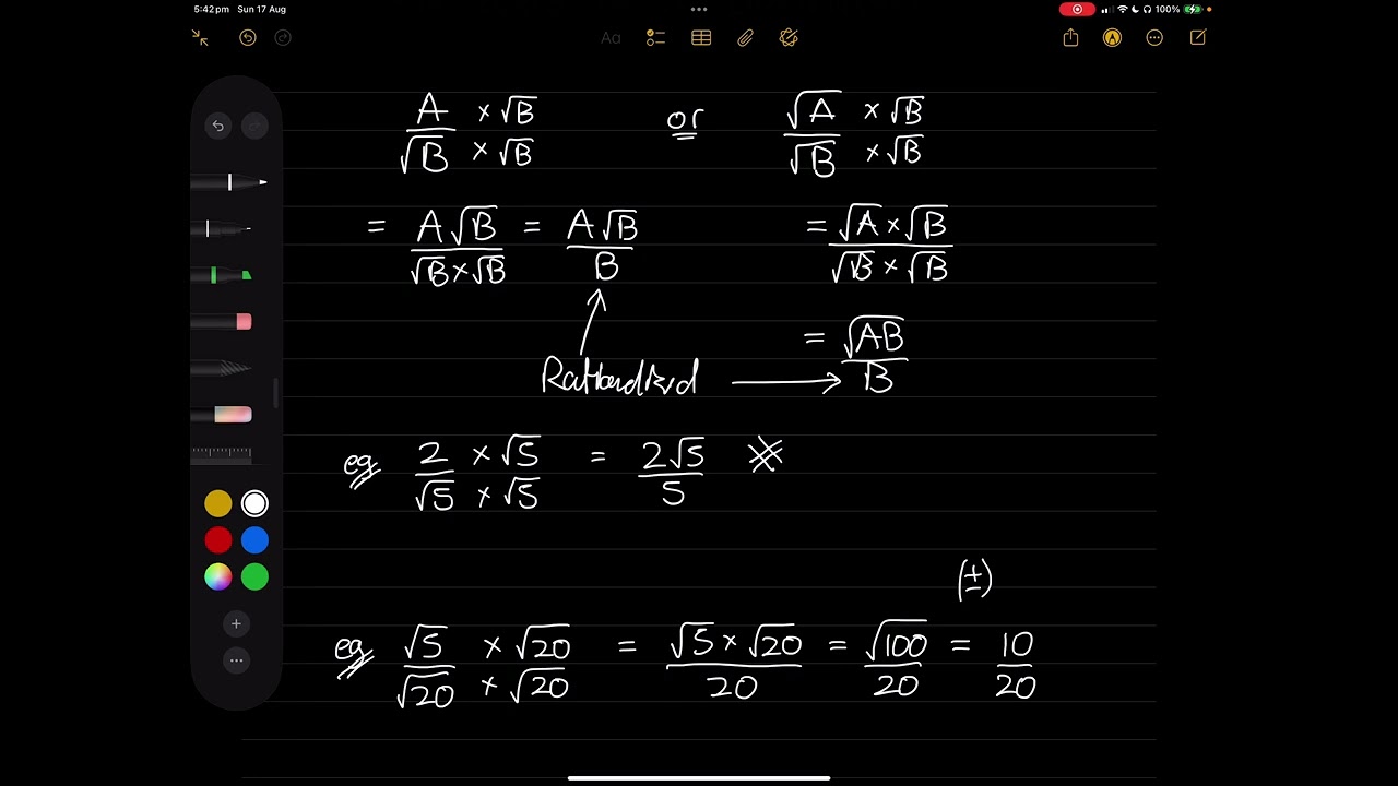 Year 11 Mathematics Advanced - Lesson 33 - Rationalising Single Term Denominators