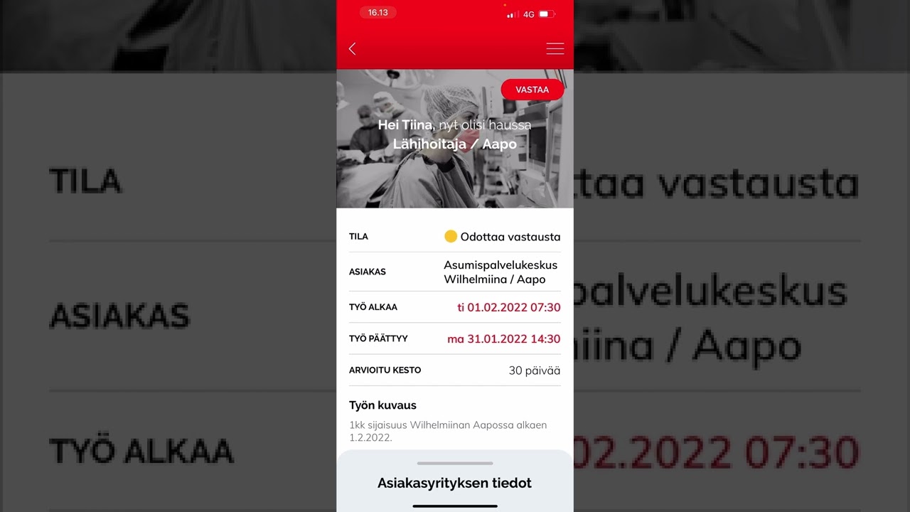 WorkPower -sovelluksen k&auml;ytt&ouml;