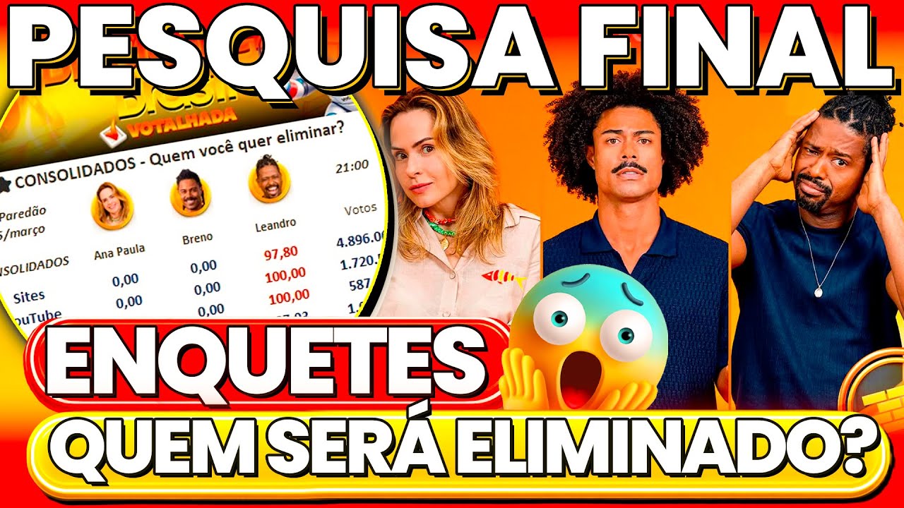 👁️BBB26🔥PESQUISA FINAL EXCLUSIVA DO 9º PAREDÃO. GIRO DE ENQUETES MOSTRA QUEM VAI SAIR HOJE...