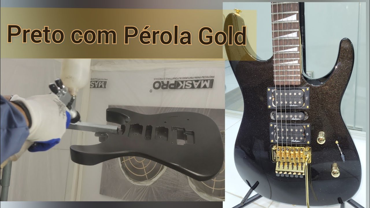Guitarra Jackson JDR Plus Pintura Preto Pérola + Dourado, Ferragens Gotoh