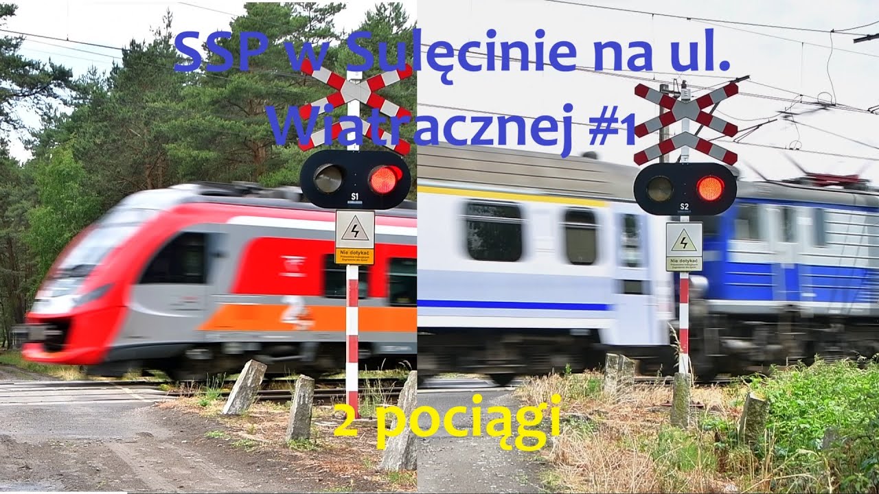 Przejazd kolejowy (SSP) w Sulęcinie na ul. Wiatracznej #1 - 2 pociągi