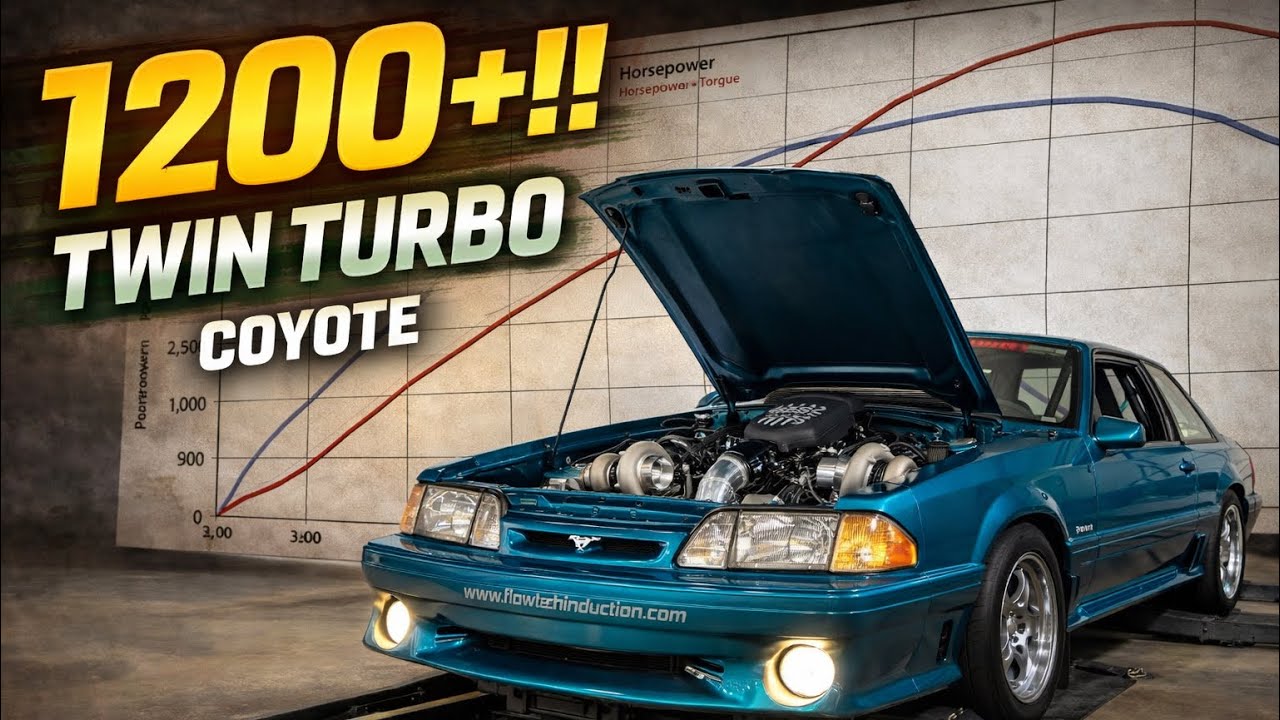Крутая бирюзовая Foxbody Cobra с двойным турбонаддувом готова к Неделе КРУТОСТИ! Одна небольшая п...