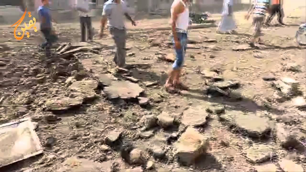 الغارية الغربية : هرع الأهالي بعد قصف بالبراميل المتفجرة وأصابة مدني وأخر جيش حر15-9-2014