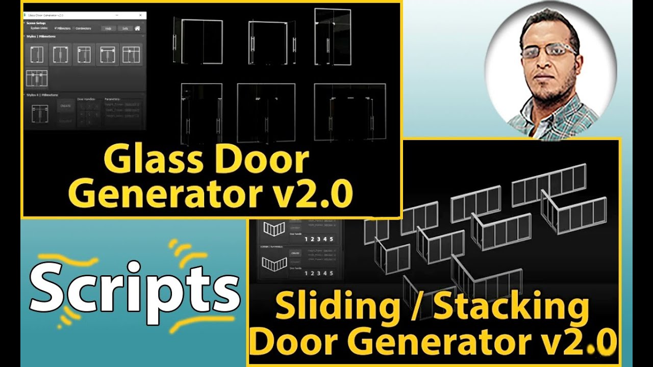 62 _ ثرى دى ماكس _ Glass , Sliding Stacking Door Generator تحميل واستخدام