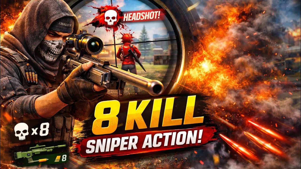 Tournament Sniper Gameplay — Clean 8 Kills | Pro Positioning 🔫🪖🔫