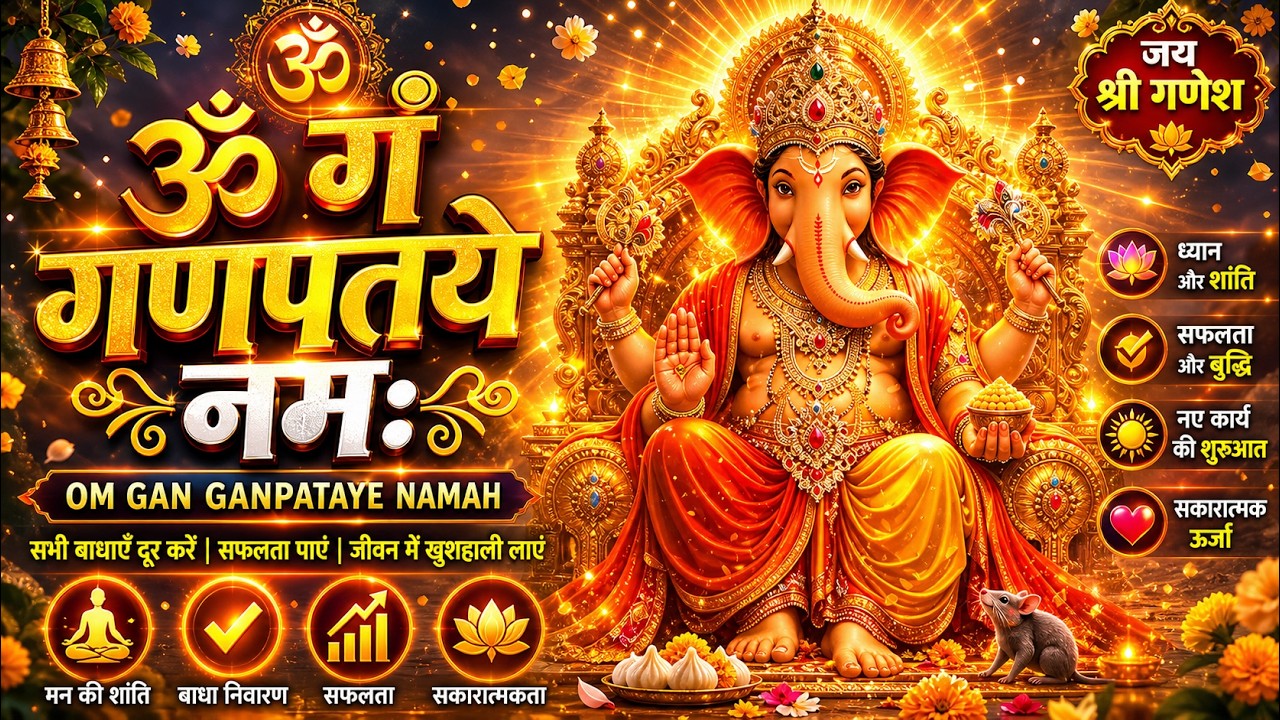Om Gan Ganpataye Namah 108 Times | Ganesh Mantra for Removing Obstacles | शुभ शुरुआत
