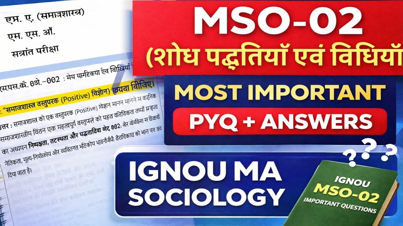 IGNOU MSO-02 | शोध पद्धतियाँ एवं विधियाँ | Most Important Q&A + Previous Year Questions