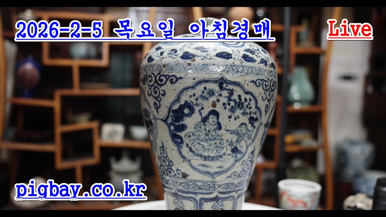 생방송) 중국 도자기 경매 방송 -  목요일 아침루틴 오전  5시 32분  피그베이