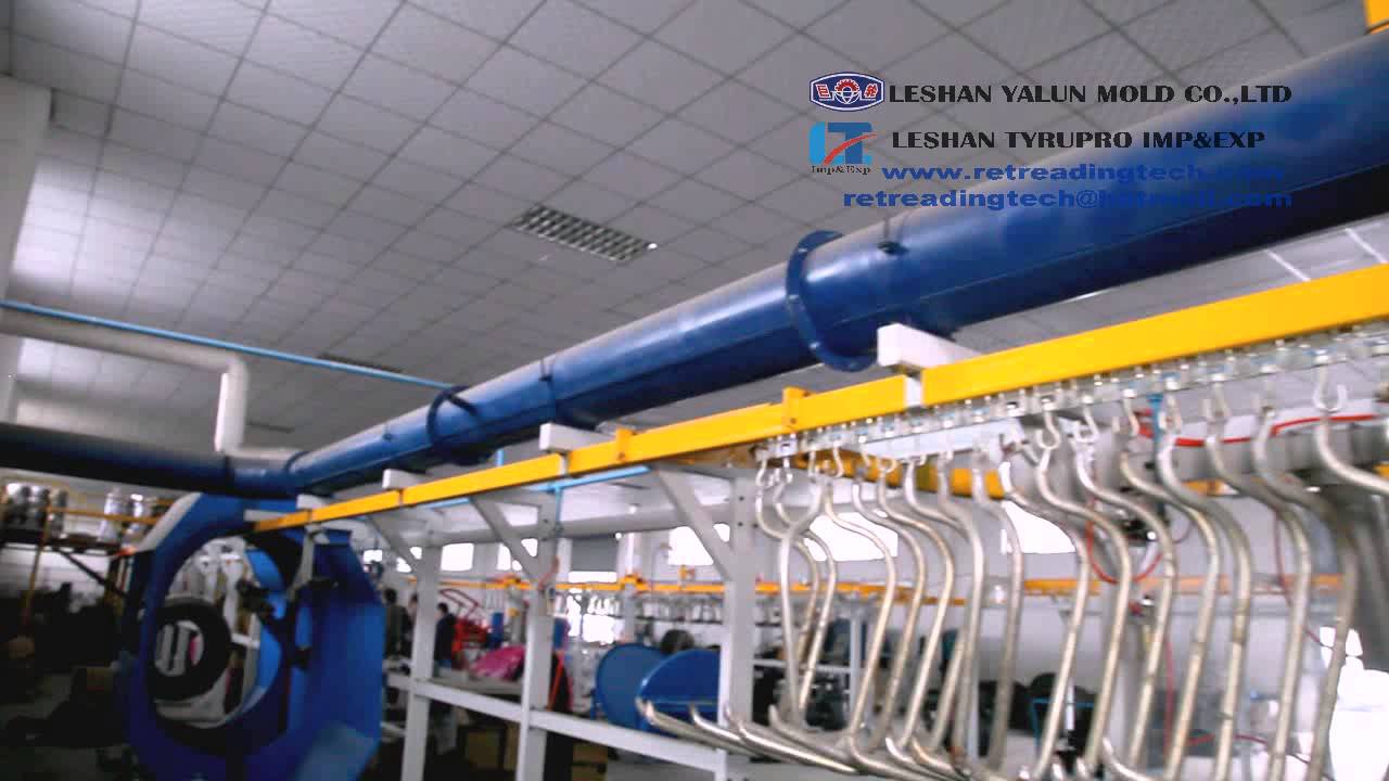 Overiew of a typical TBR tyre cold retreading line ( pre-cured tread retreading) line