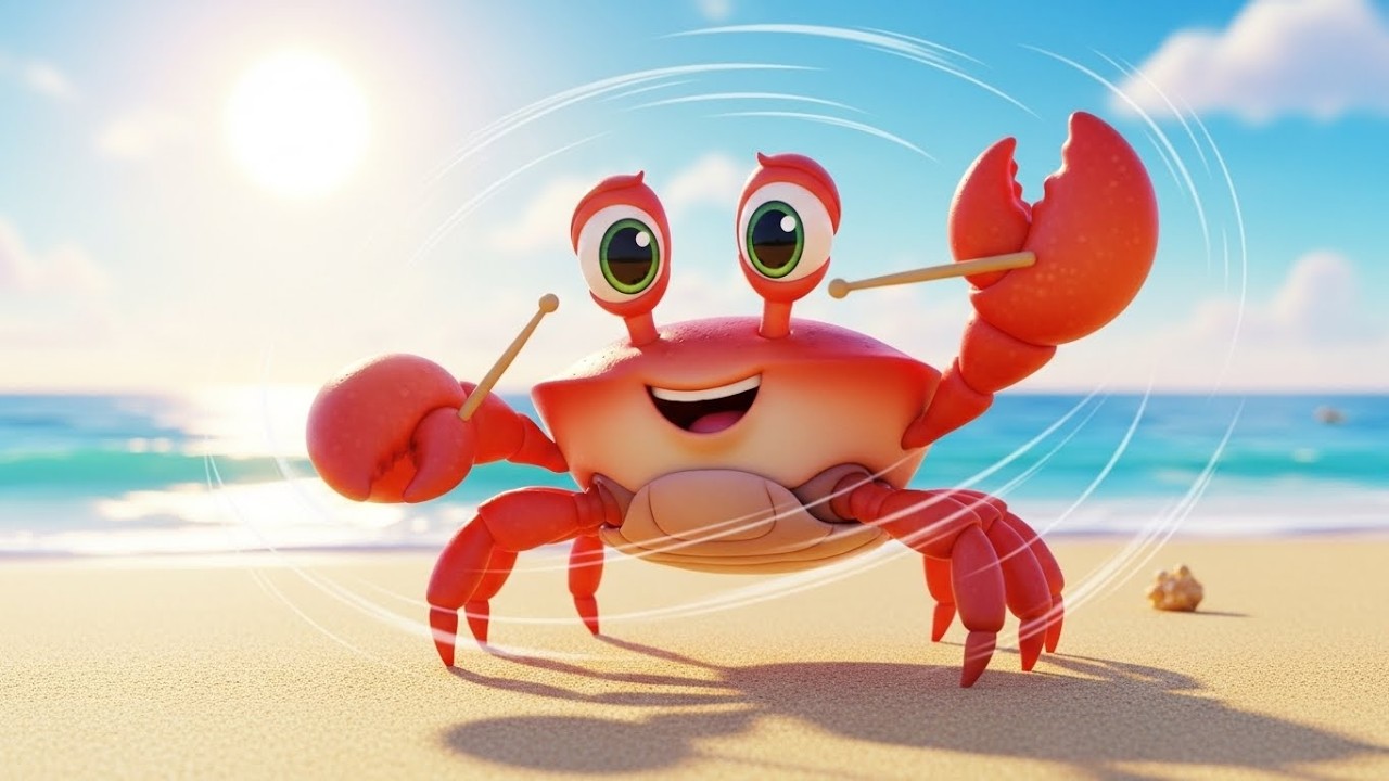 Забавный краб играет на барабане «Бум-Бум» 🦀🥁🌊 | Мультфильм для детей и весёлые приключения