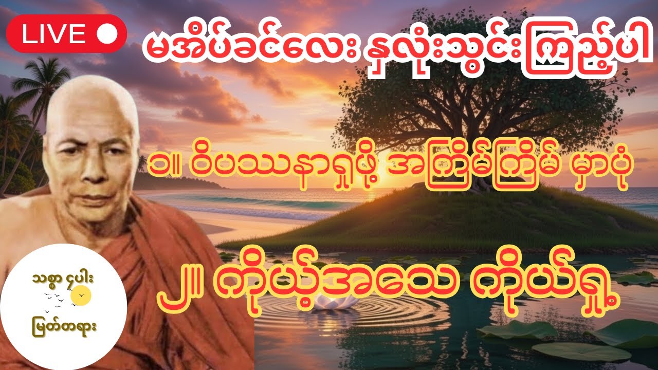 ၁။ဝိပဿနာရှုဖို့ အကြိမ်ကြိမ် မှာပုံ ၂။ကိုယ့်အသေ ကိုယ်ရှု့