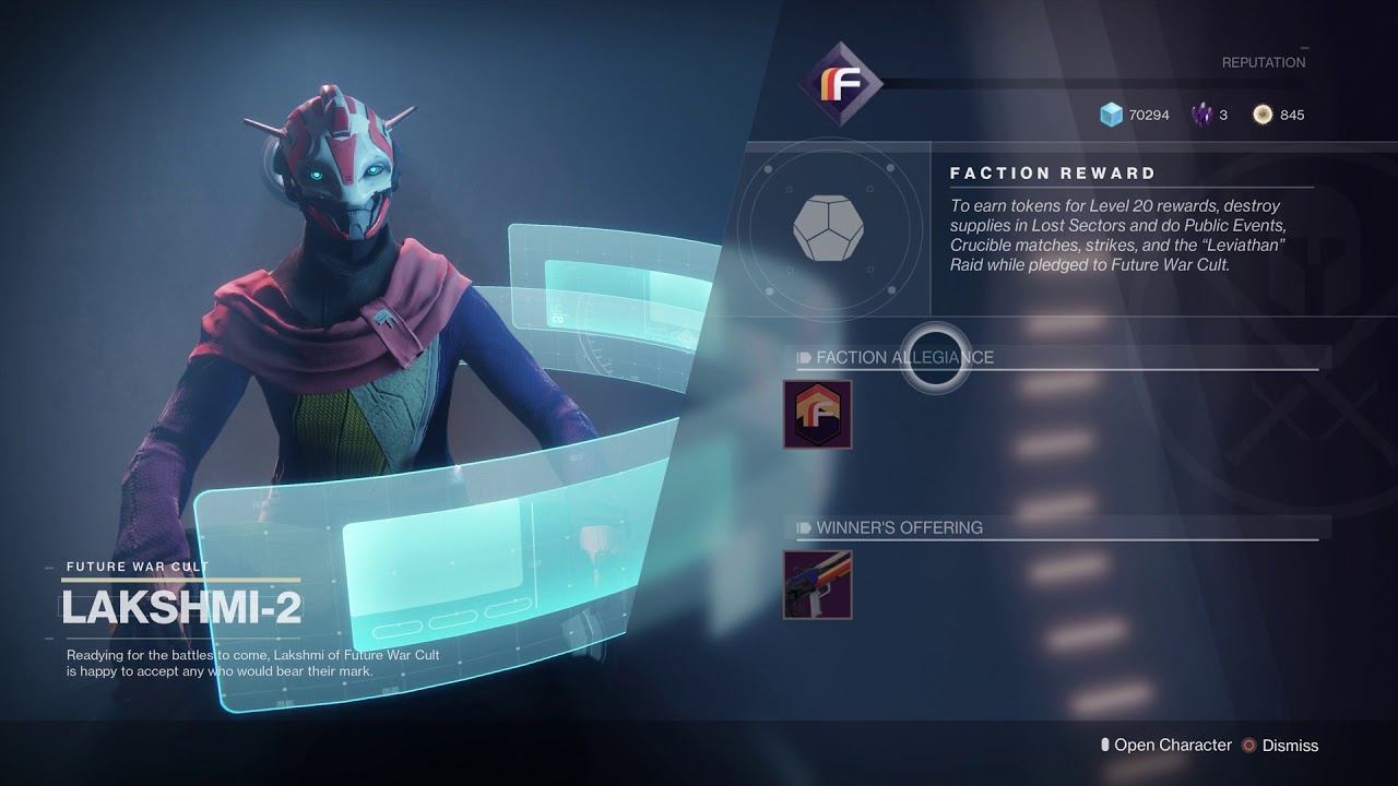 Destiny 2 - Lakshmi of Future War Cult Faction Intro Dialogue & Legendary Weapons Details PS4 Pro