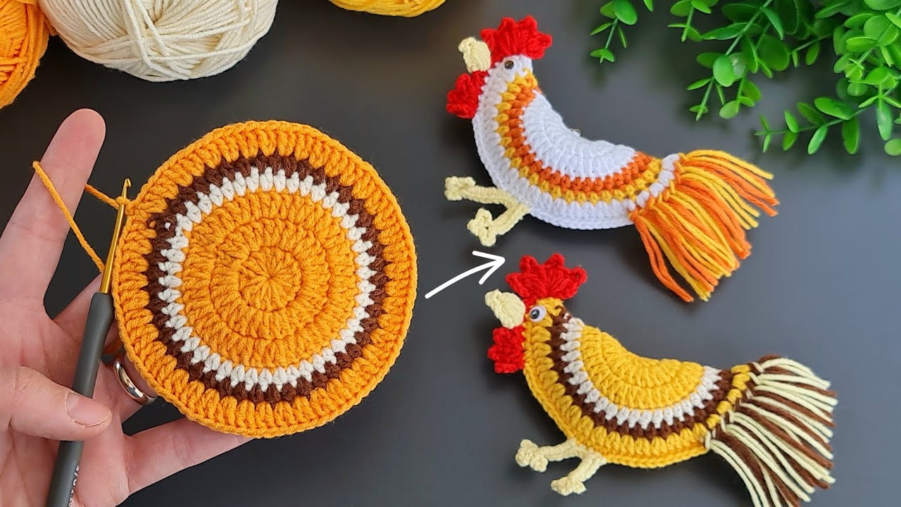 🐓EARN MONEY with this SUPER EASY Crochet Mini 🐓Rooster Keychain ! 🥰 Buy and gift.