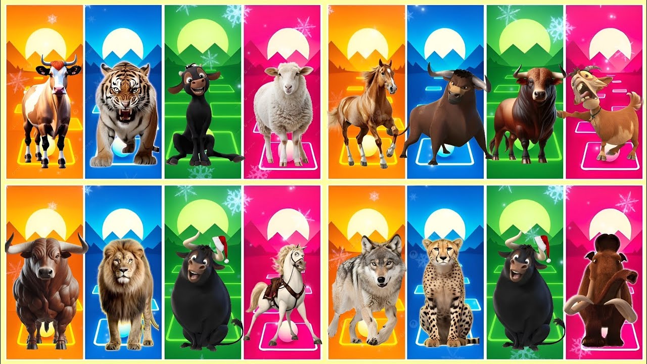 Funny Cow 🐄🆚 Funny Tiger 🐅🆚 Funny Ferdinand 🐃🆚 Funny Sheep 🐑🆚 Tiles Hop EDM Rush