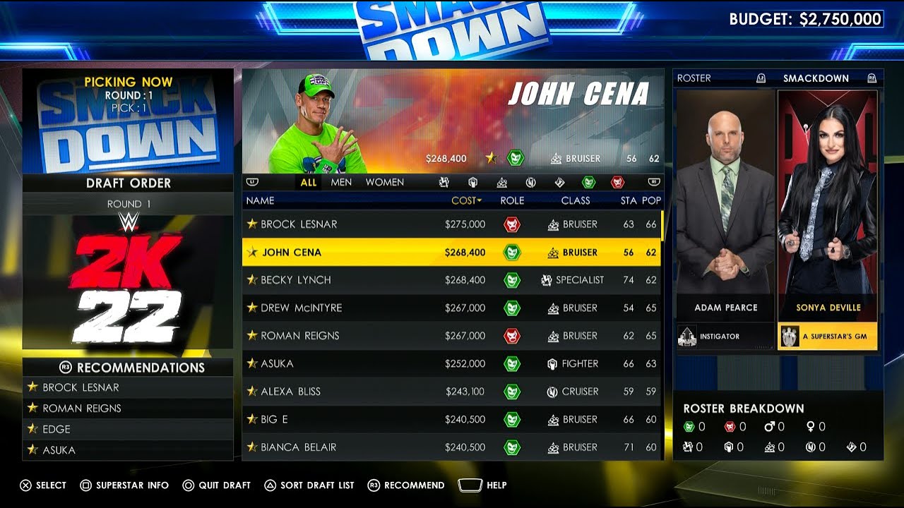 WWE 2K22 MY GM MODE ( 50 WEEKS ) - Draft & First Week