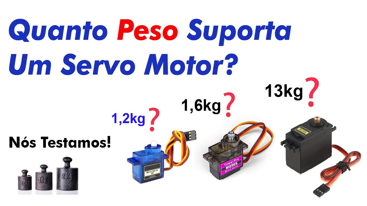 Qual o torque dum servo motor na prática? Quanto peso levanta? Testamos os modelos SG90 MG90S MG995