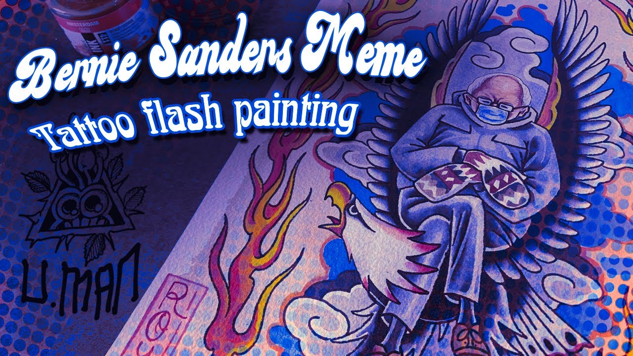 Bernie Sanders meme | tattoo flash painting