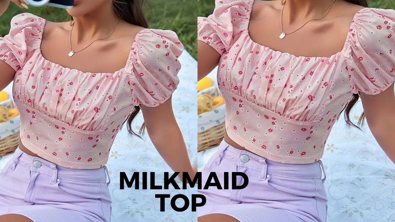 How to cut and sew off shoulder top for beginners/ Milkmaid top