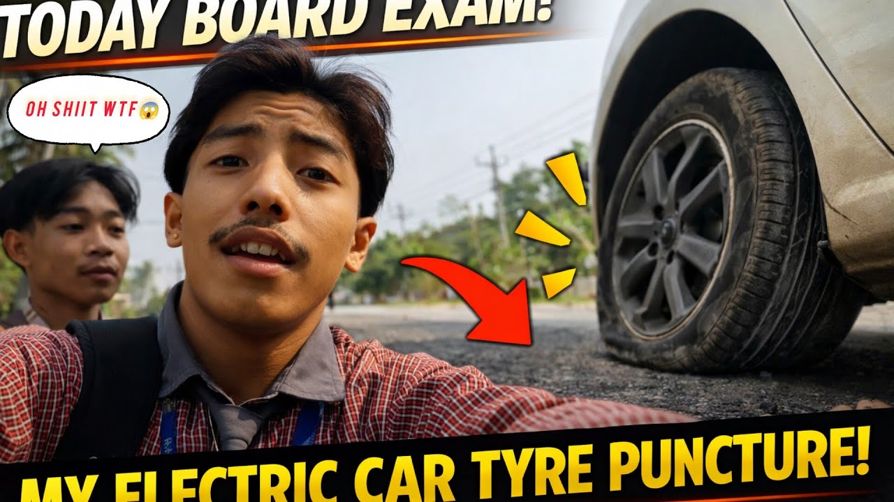 Exam time Tom tom tyre puncture😱