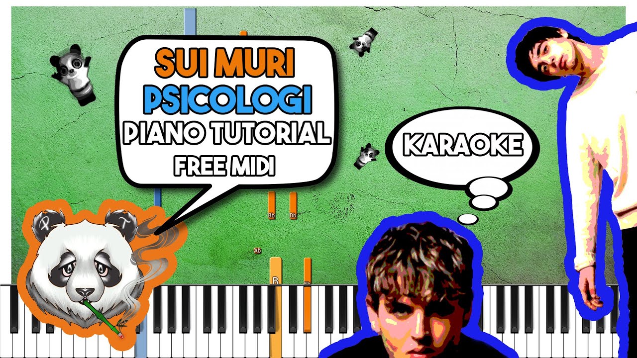 PSICOLOGI - SUI MURI - FREE MIDI Piano ACCOMPANIMENT  Tutorial