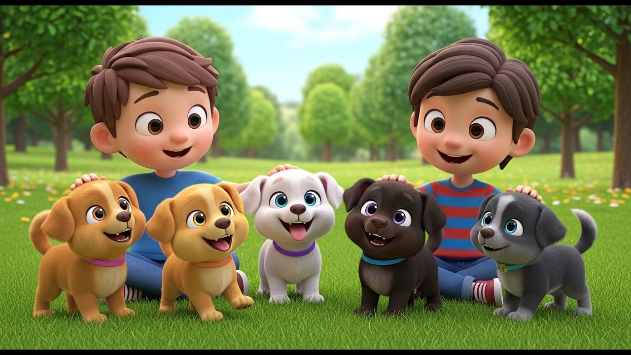 Five Little Puppy Pals Wag Wag Wag | Happy Dog Song & Animal Nursery Rhymes