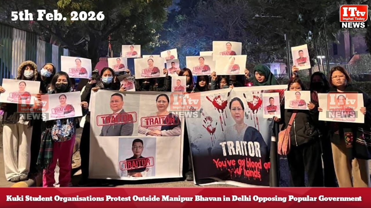 Kuki Student Organisations Protest Outside Manipur Bhavan in Delhi Opposing Popular Government