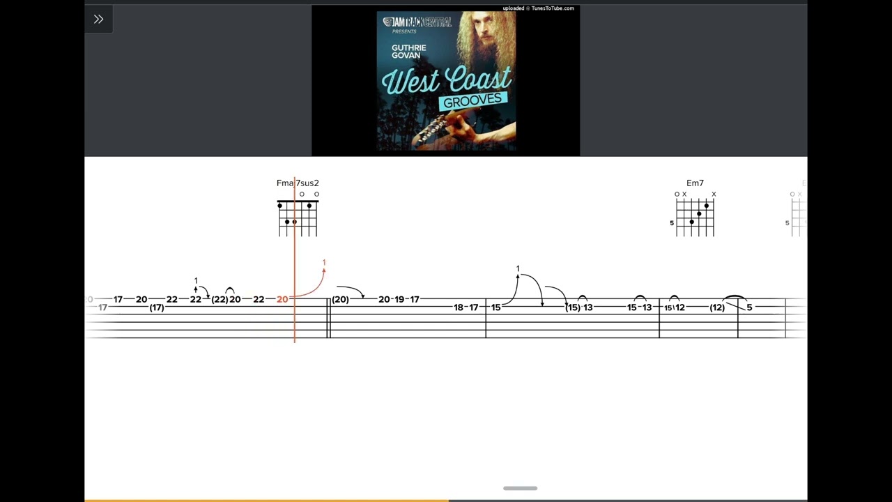Jelly Bean Solo TAB on Screen - Guthrie Govan