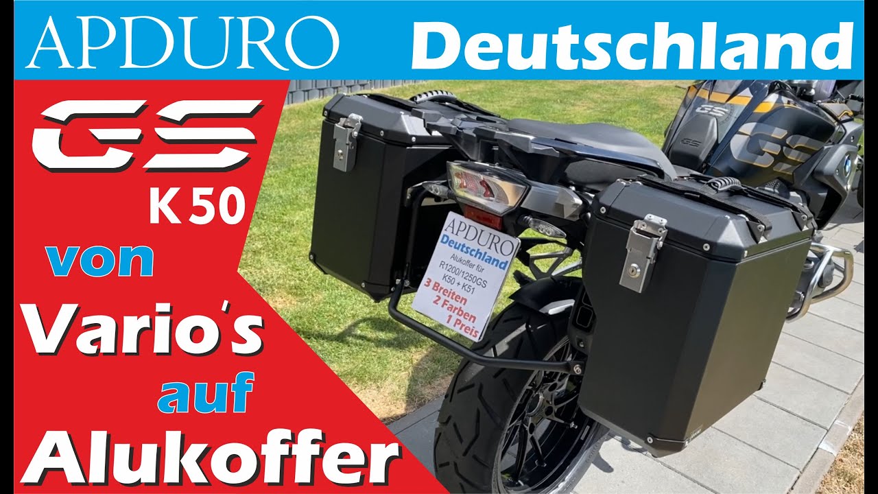 BMW R1200GS / R1250GS, K50, Variokoffer auf Apduro Alukoffer umrüsten. Bis zu 22 Liter mehr Stauraum