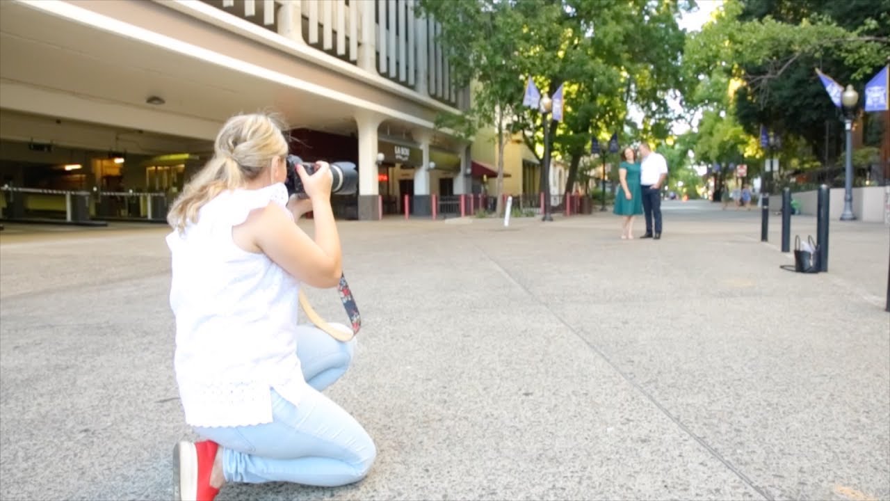 Shooting Engagement Portraits in the Streets of Downtown, couple portraits photography  VLOG 028