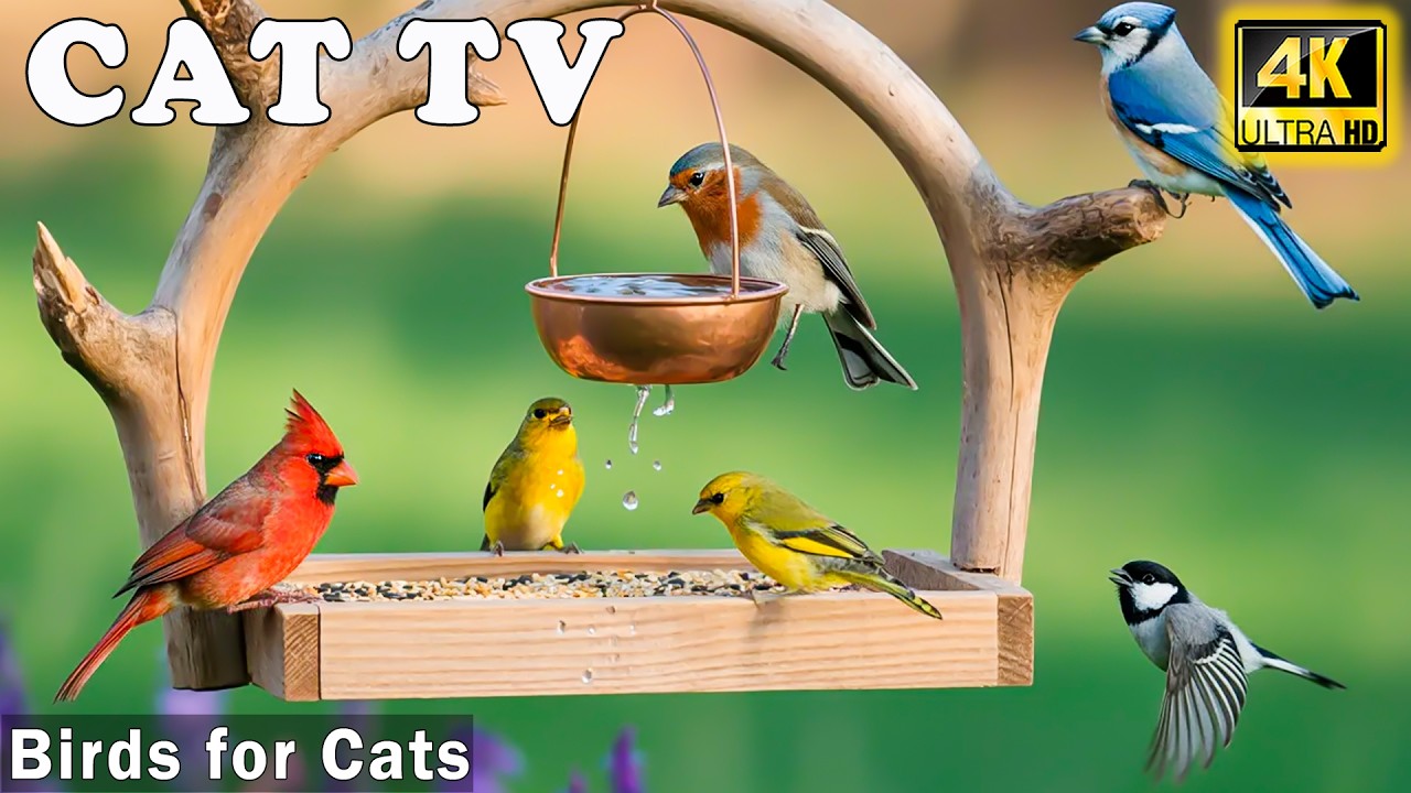 Ultimate CAT TV - Bird Videos for Cats Home Alone 🐦 Colorful Garden Birds with Real Nature Sounds