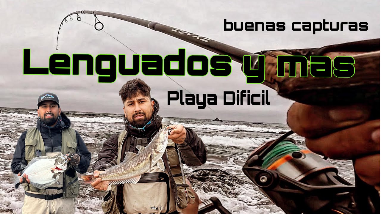 Pesca de LENGUADOS y mas, playa difícil y buenas capturas