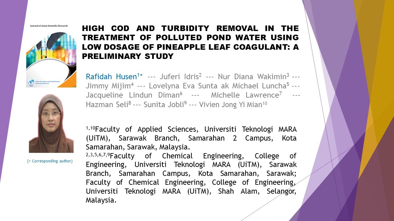 High Cod and Turbidity Removal in The Treatment of Polluted Pond Water Using Low Dosage of Pineapple