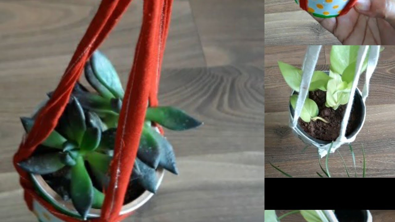 453🌿🥀Amazing Plant Holder with Rope DIY, Hang Pot in 1 minute sling रस्सी से हर शेप के गमले लटकाऐं