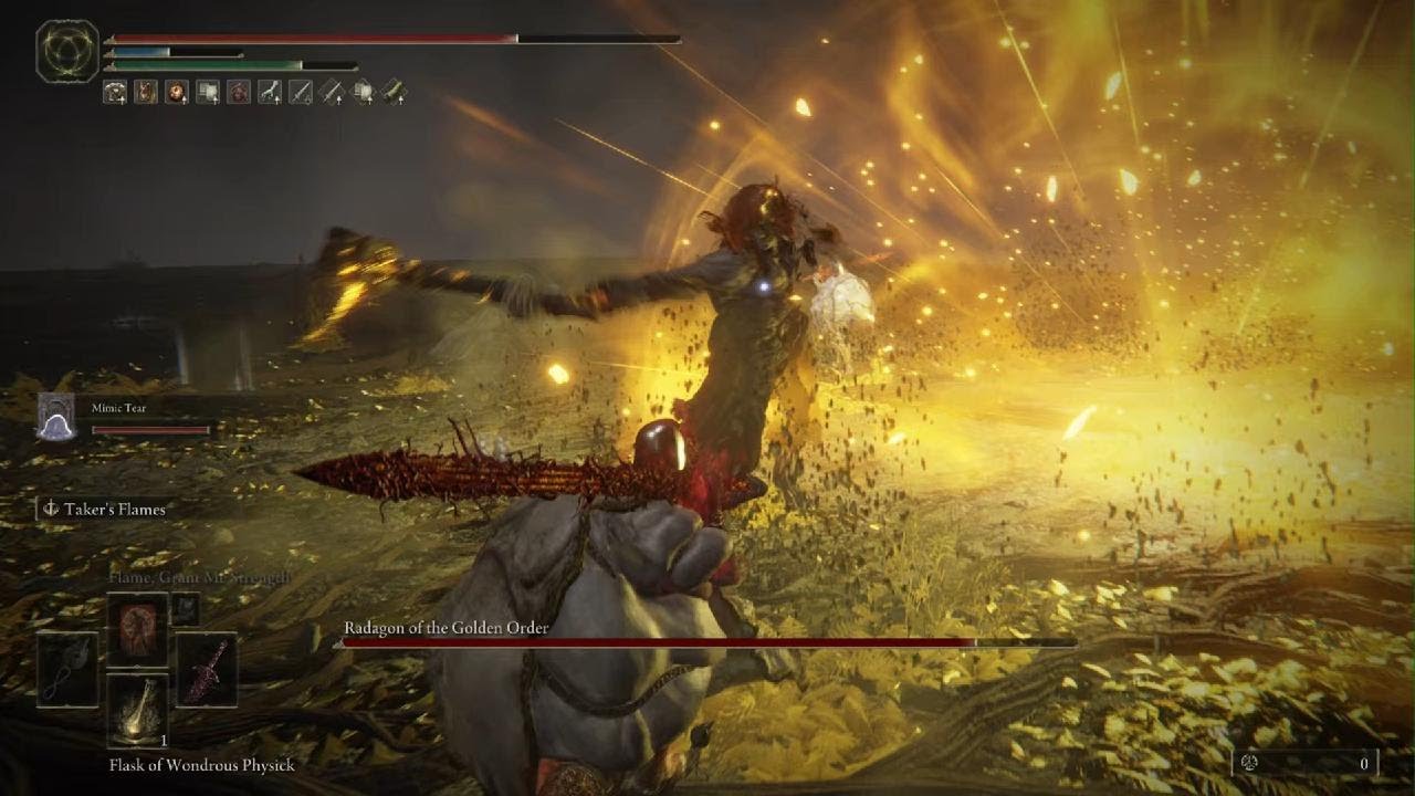 Blasphemous Blade +10 DESTROYS Radagon and Elden Beast final boss battle.