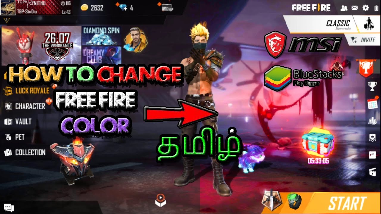 How To Change Free Fire Color // MSI App Player or BlueStacks // TGP StuDio // தமிழ்