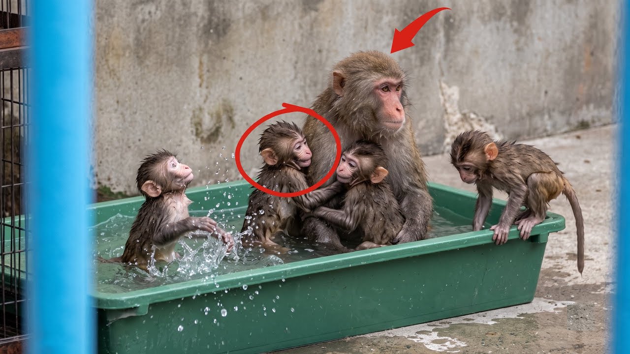 Punch Update Today: The zoo set up a private pool for Punch and the baby monkeys to learn to swim!