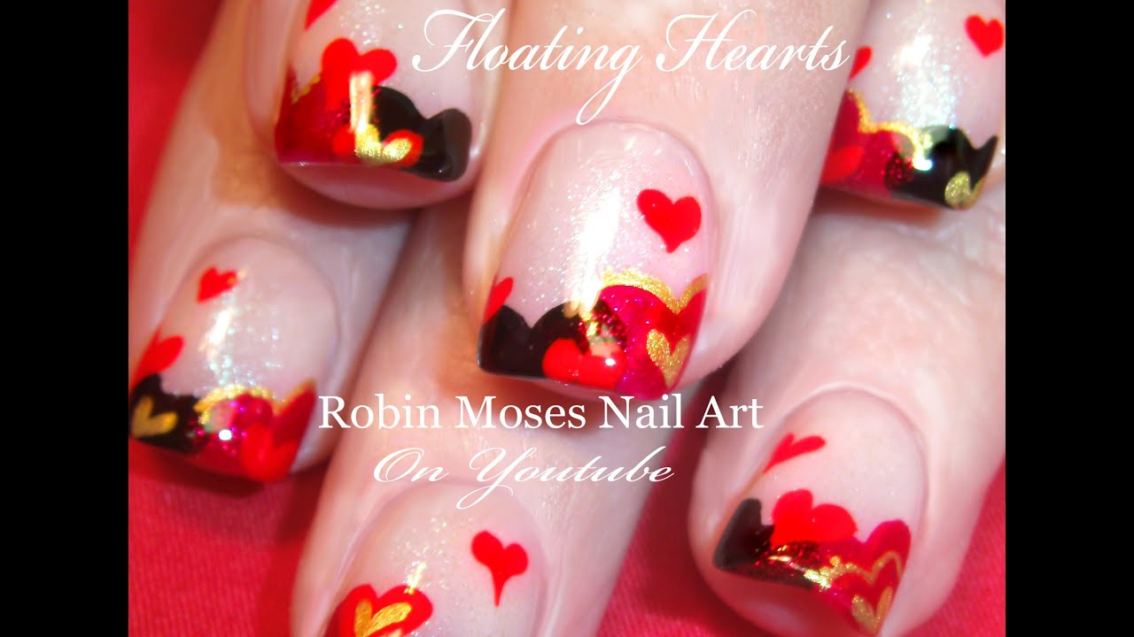 Easy Valentine's Day Nails | Cute Floating Hearts Nail Art Design Tutorial
