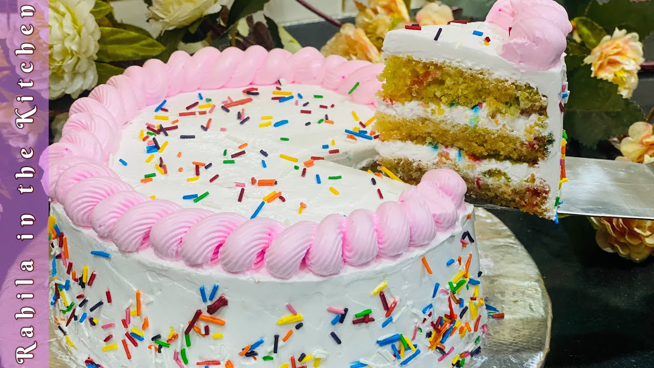 Easy Homemade Sprinkle cake | How to make Birthday cake | Recipe by Rahila in the kitchen