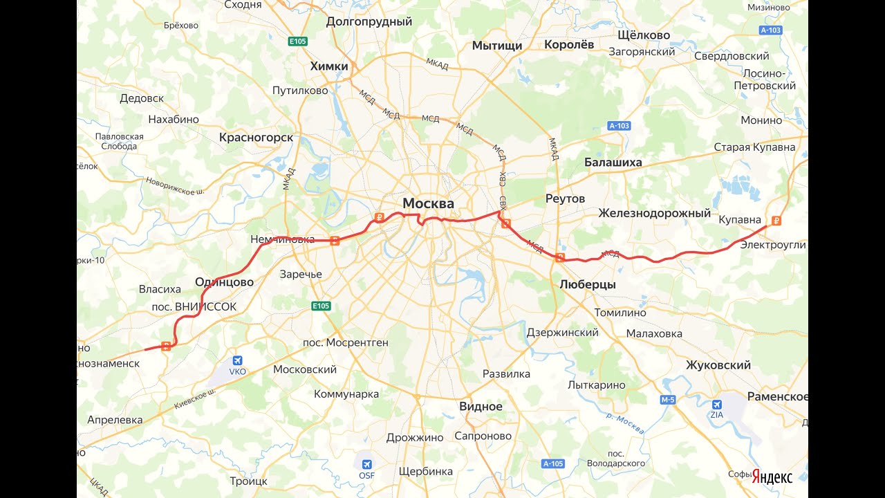 Москва с запада на восток