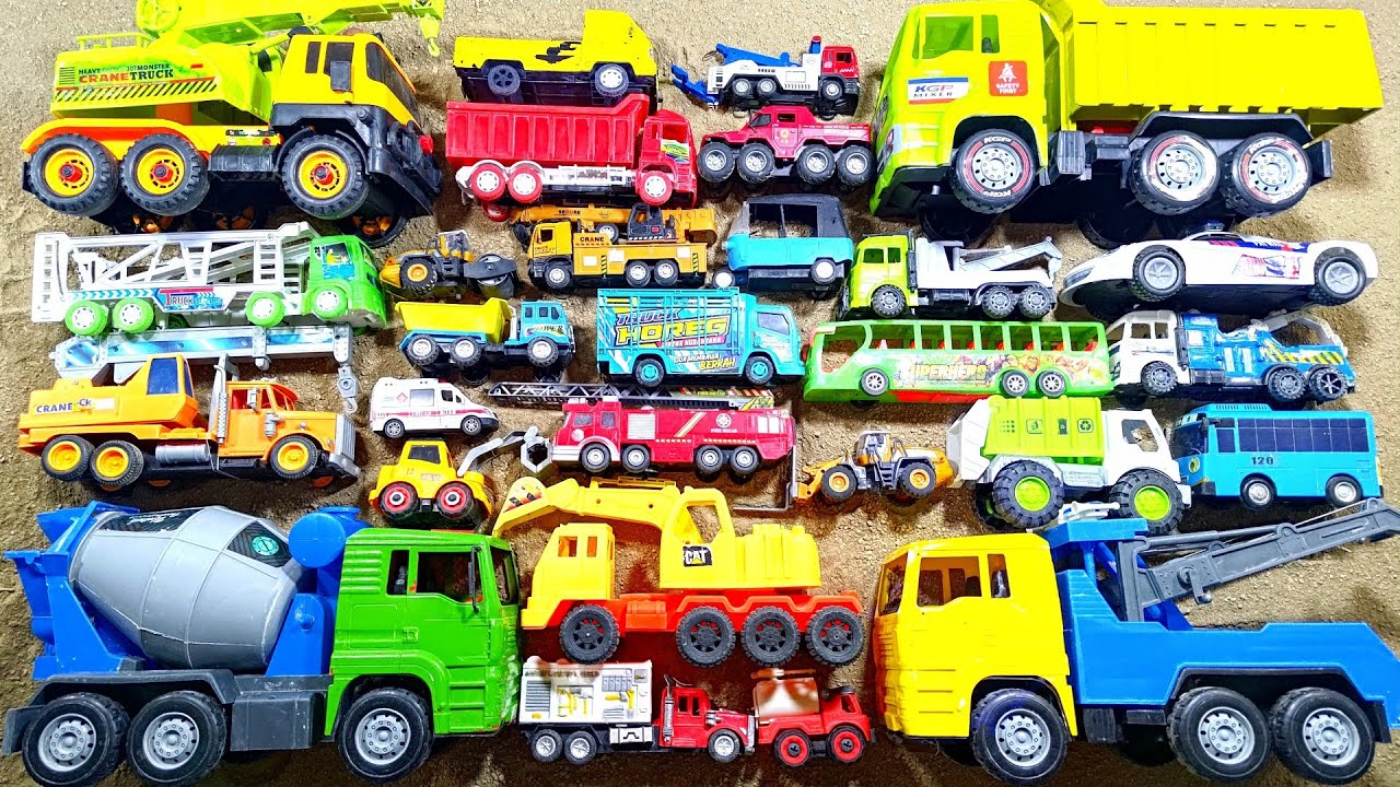 Mobil Mobilan Truk Derek Besar, Truk Molen Besar, Dumptruk Besar, Truk Crane, Mobil Polisi, Ambulan