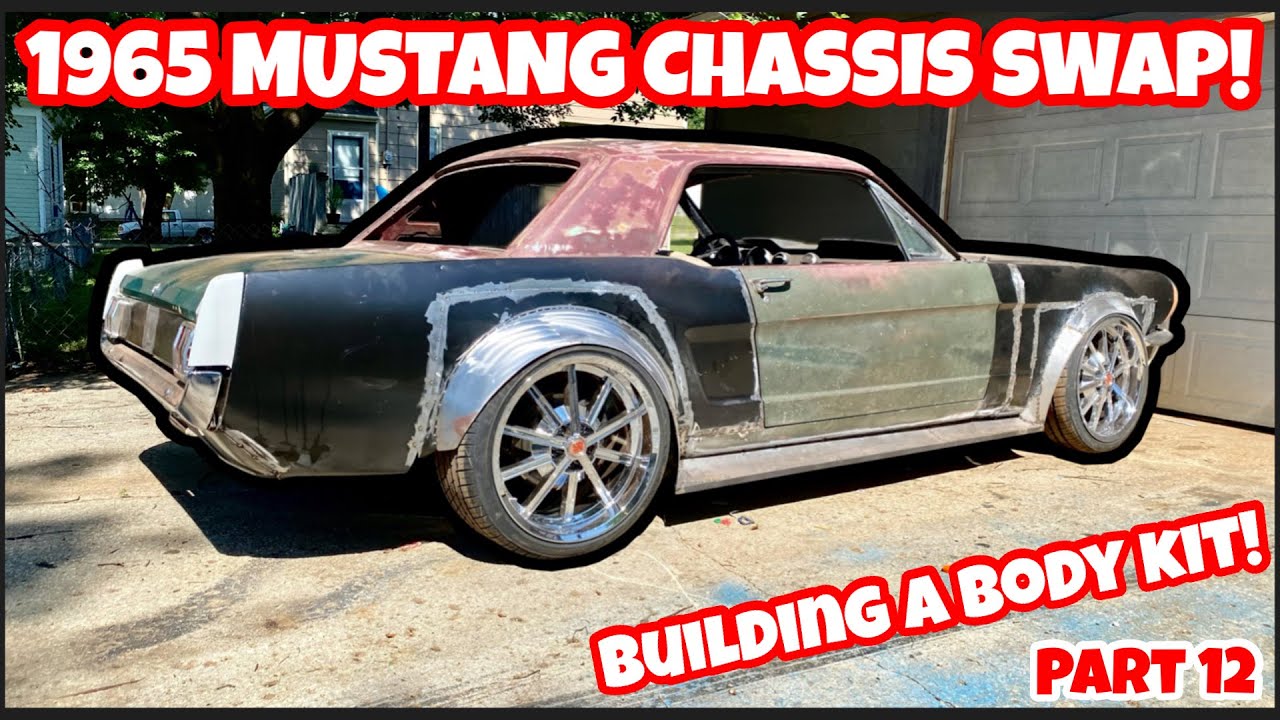 65 FORD FRAME SWAP ONTO A BRAND NEW MUSTANG! PART 12! BODY KIT BUILD ON HOT RAT ROD KUSTOM NO BUDGET