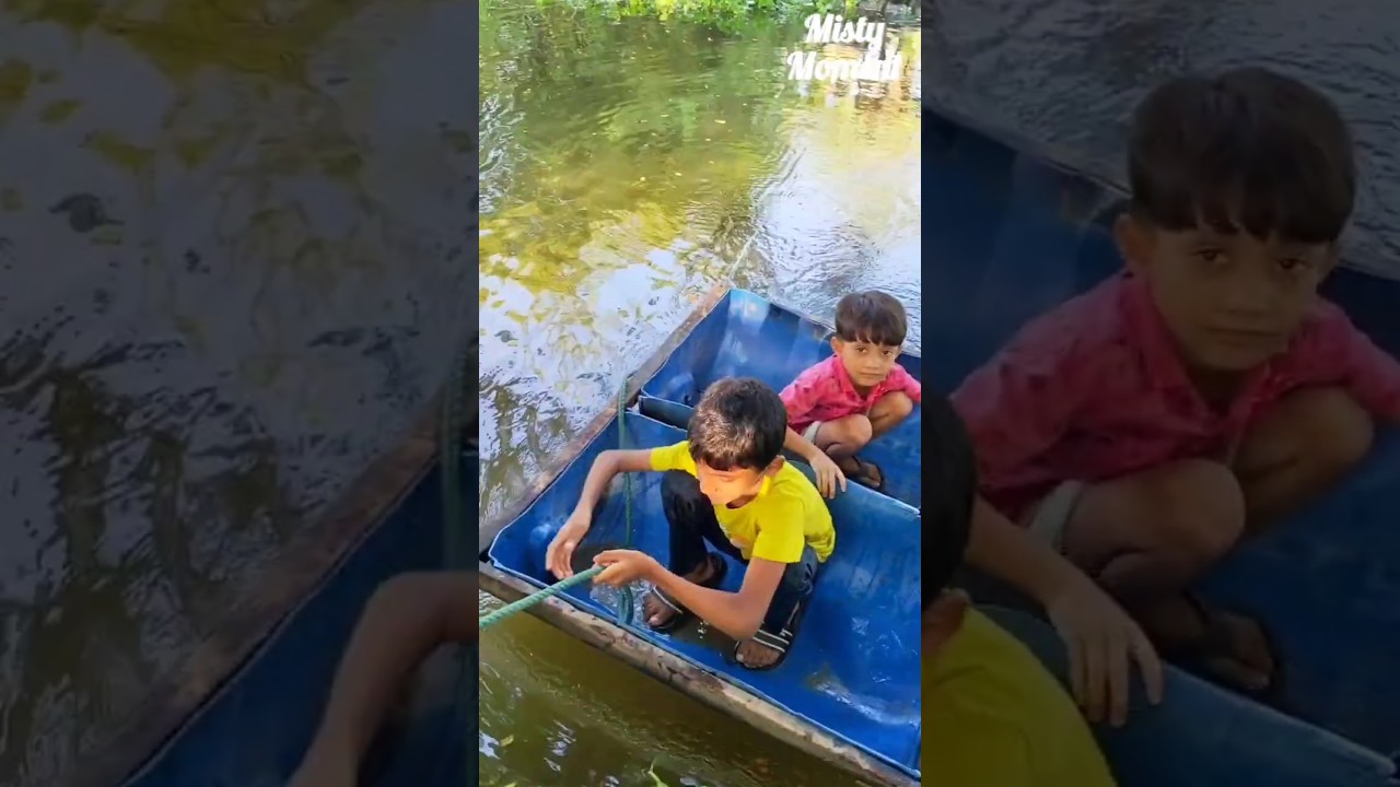 Two Little Boys Sailing a Hand-Made Boat — Brave or Risky? 