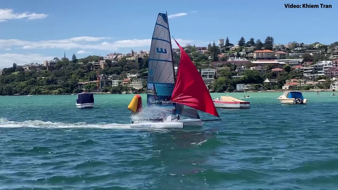 Flying Weta finish to the Sydney Harbour Marathon Race